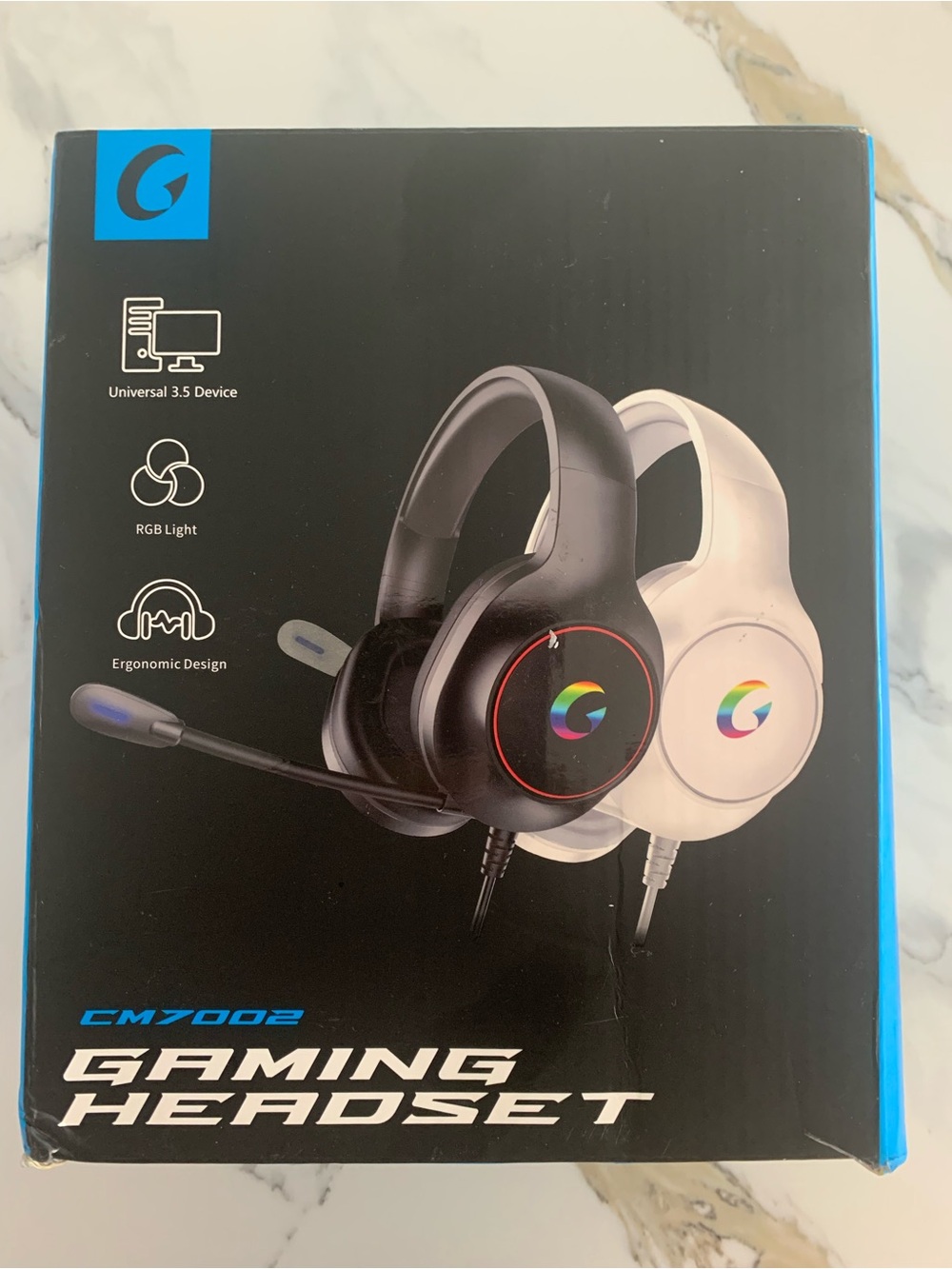 GJ CM7002 Gaming Headset in Black and White
